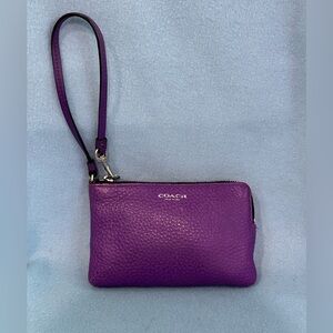 Coach purple leather wristlet /clutch /wallet